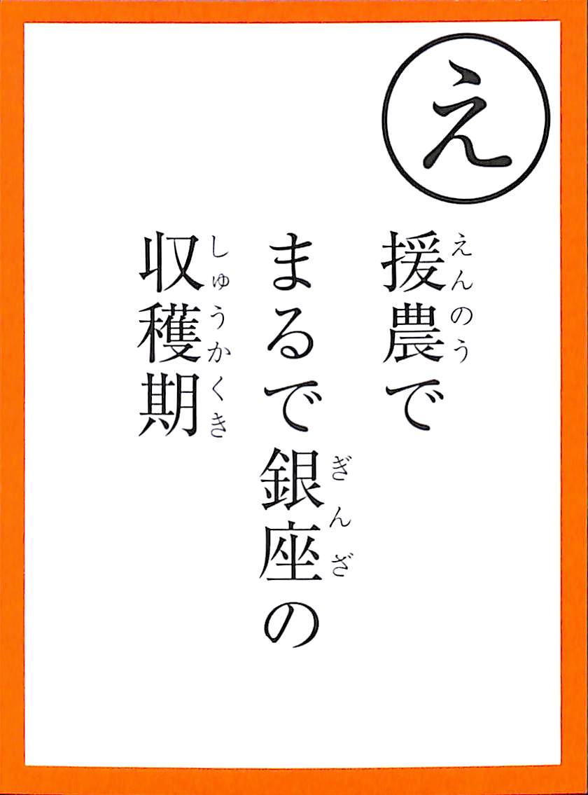 援農で　まるで銀座の　収穫期